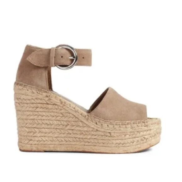 MARC FISHER LTD ADALYN ESPADRILLE WEDGE SANDAL BLUSH SUEDE SIZE 11M - Picture 2 of 10